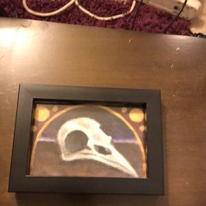 Original raven skull acrylic painting